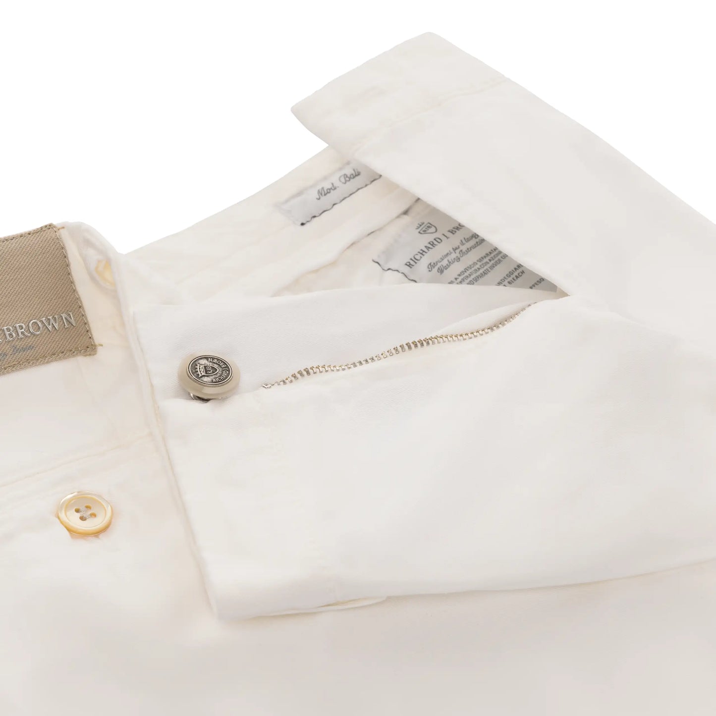 Regular-Fit Cotton Pleated White Trousers