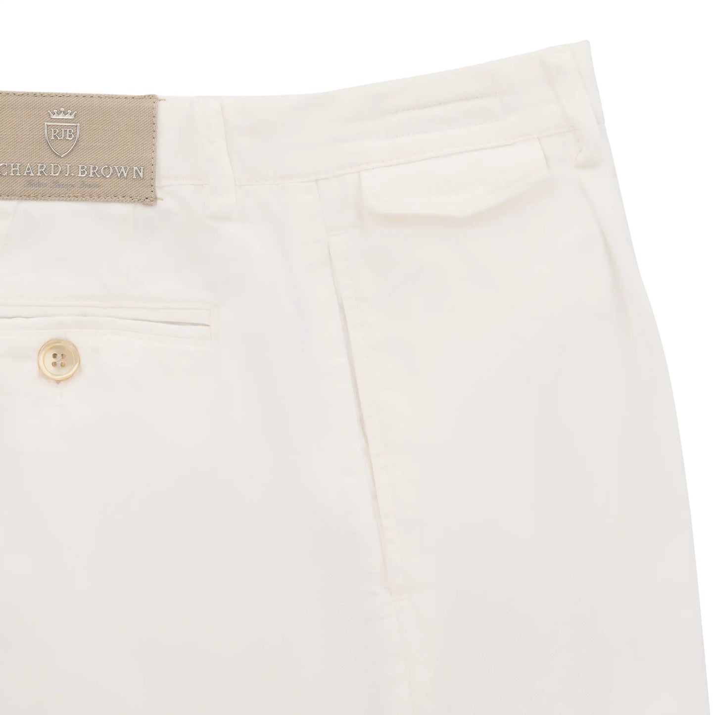 Regular-Fit Cotton Pleated White Trousers