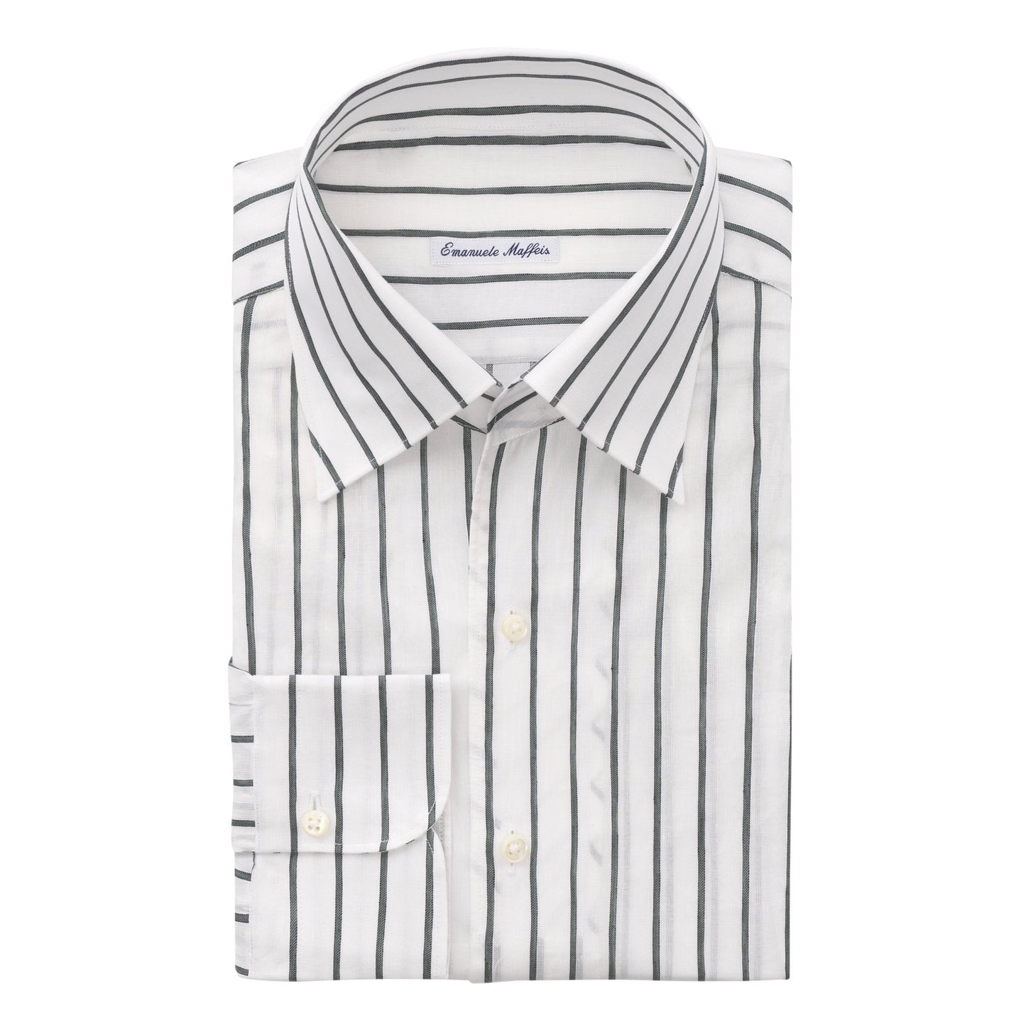 Emanuele Maffeis Cotton and Linen-Blend Striped Shirt with Open Collar - SARTALE