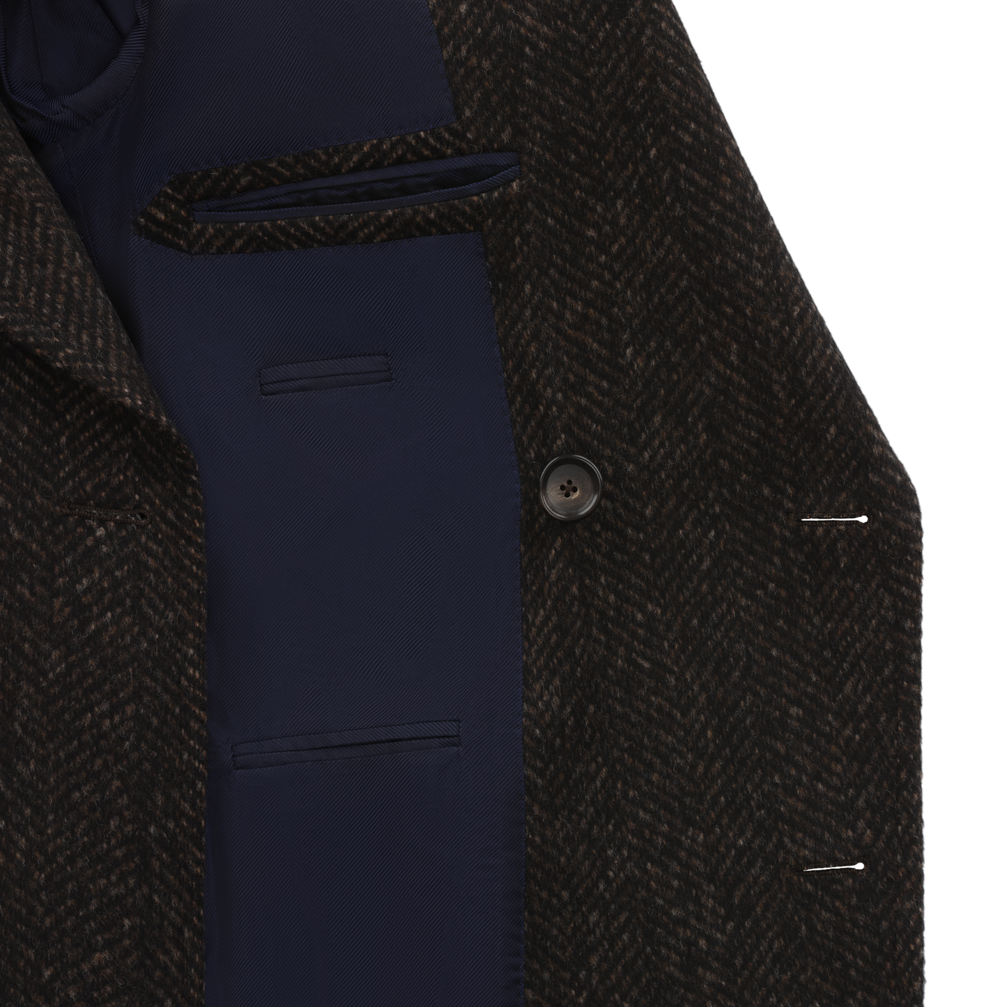 De Petrillo Double-Breasted Herringbone Wool and Alpaca-Blend Coat in Dark Brown. Exclusively Made for Sartale - SARTALE