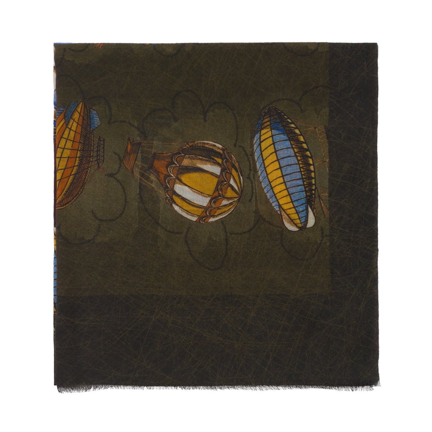 Bontoni Fringed Cashmere Scarf with Ballon Print in Burgundy - SARTALE