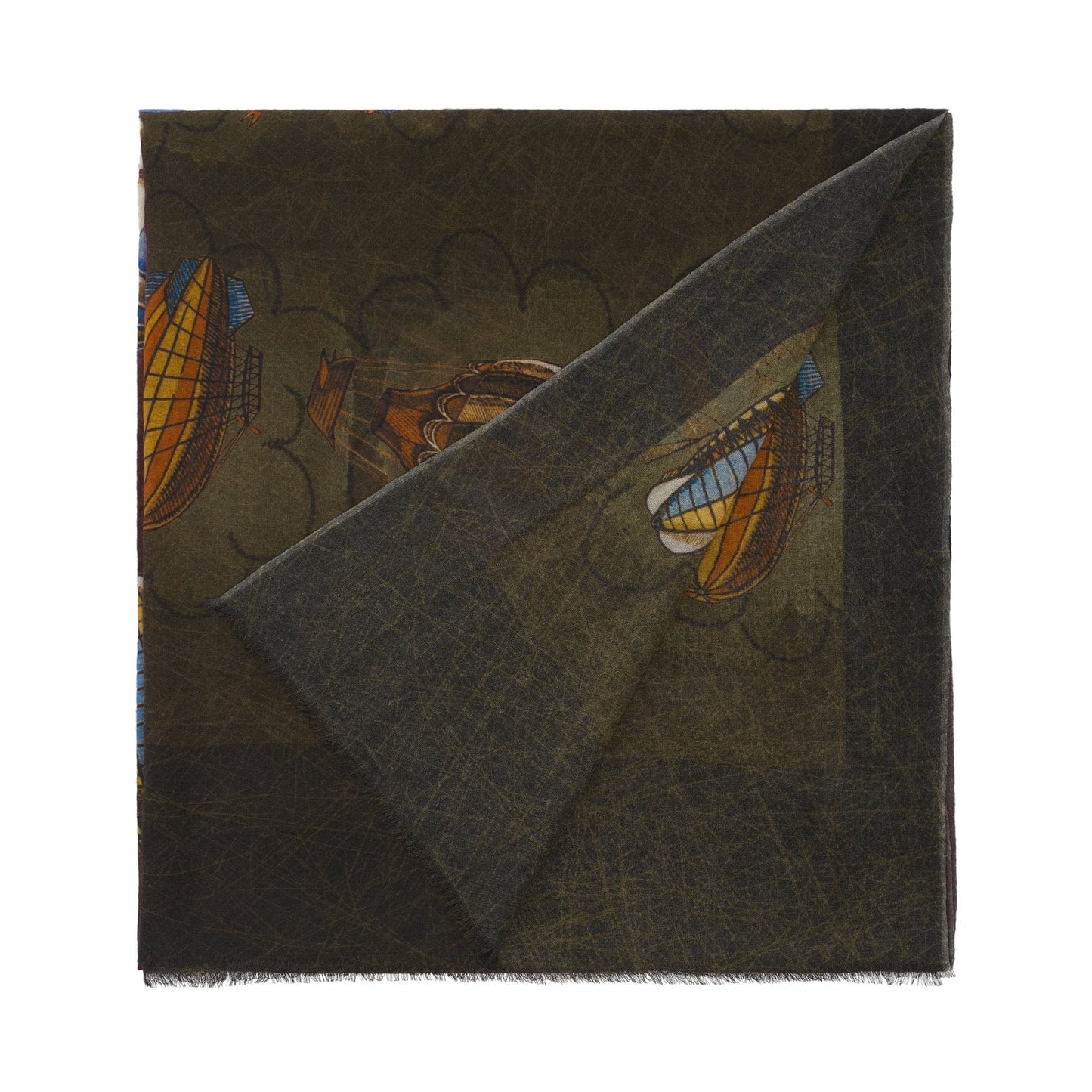 Bontoni Fringed Cashmere Scarf with Ballon Print in Burgundy - SARTALE