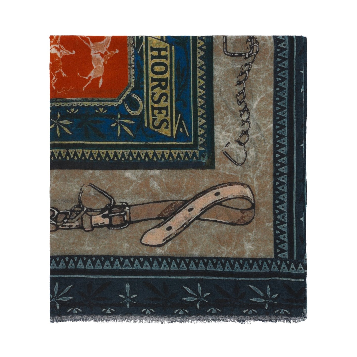 Bontoni Fringed Multicolor Printed Cashmere Scarf - SARTALE