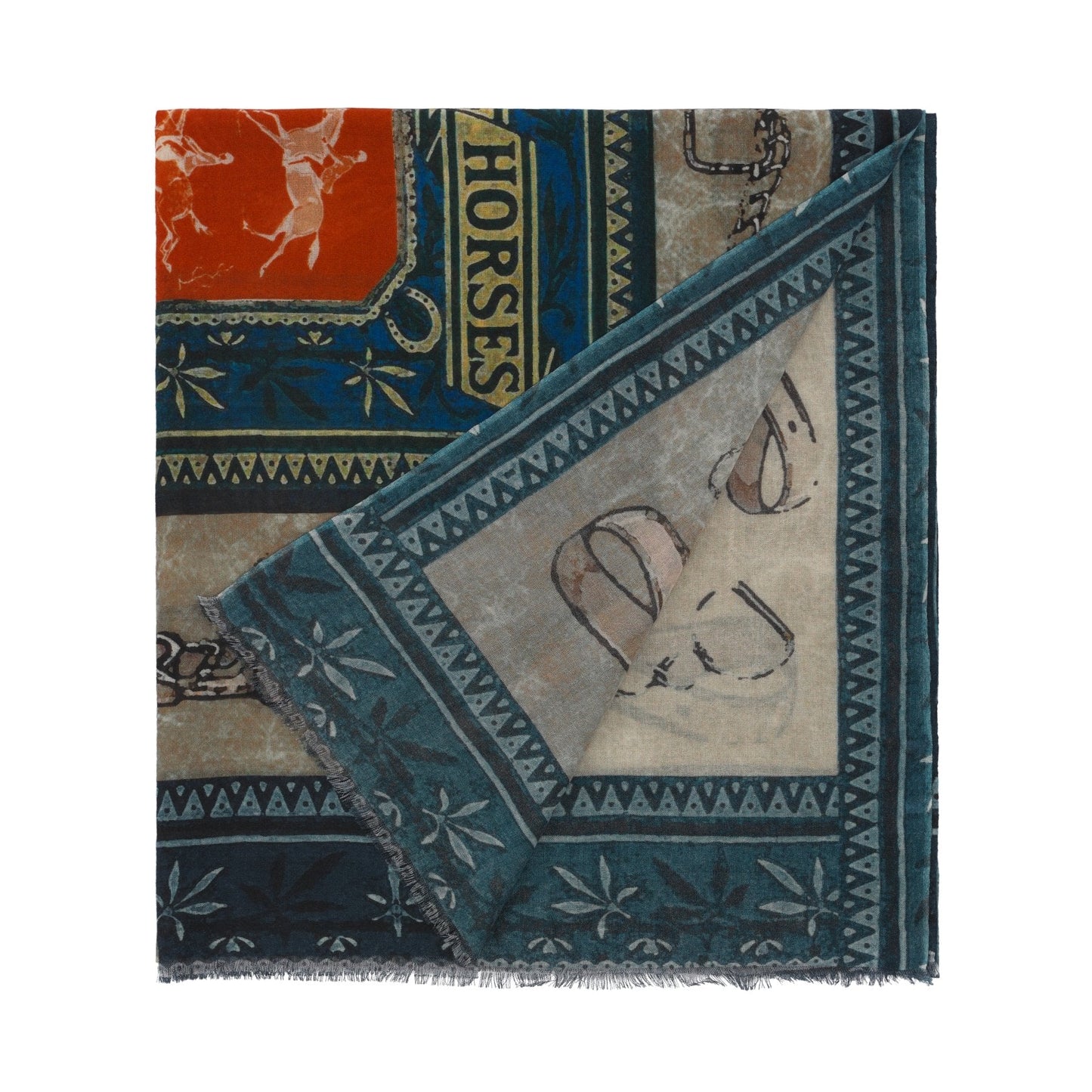 Bontoni Fringed Multicolor Printed Cashmere Scarf - SARTALE