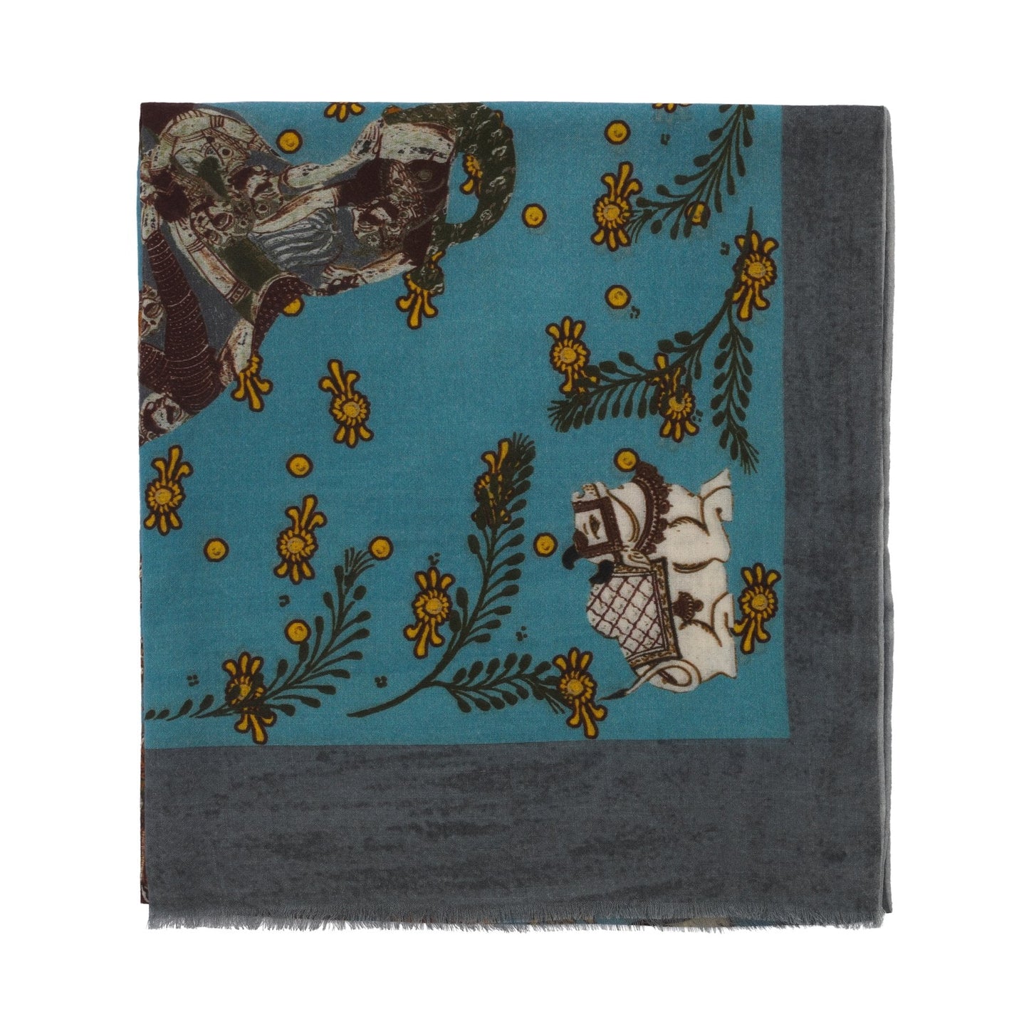 Bontoni Fringed Multicolor Printed Cashmere Scarf (2) - SARTALE