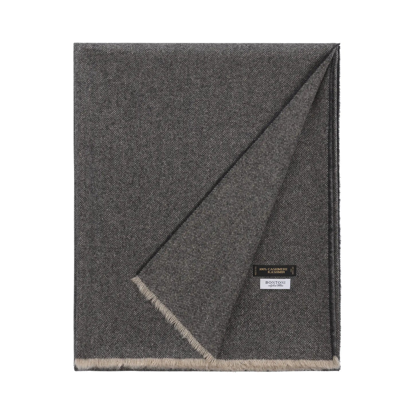 Fringed Tweed Grigio Grey Cashmere Plaid