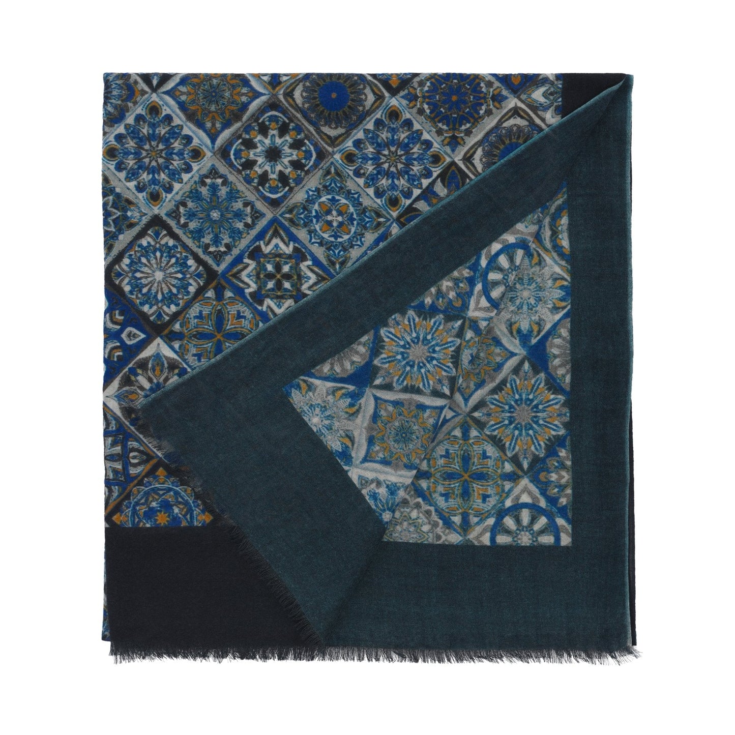 Bontoni Fringed Multicolor Printed Cashmere Scarf (7) - SARTALE
