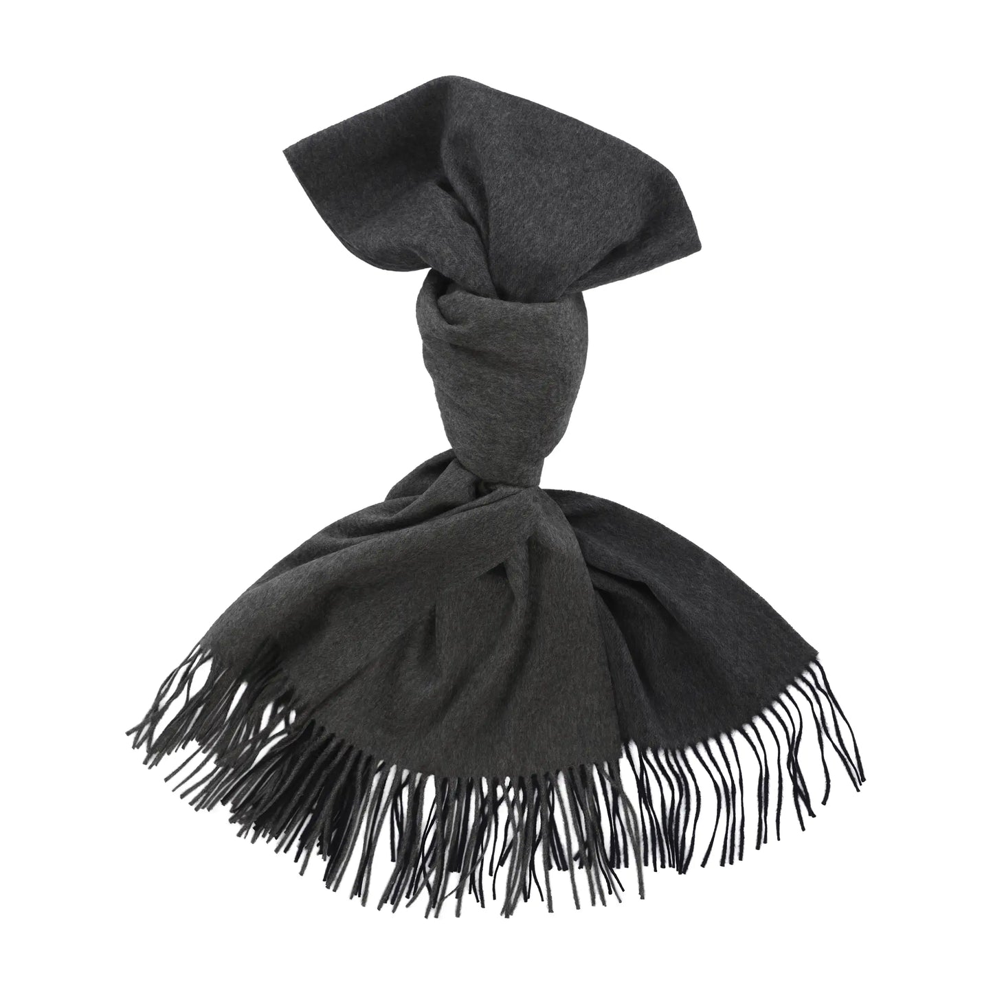 Fringed Silver Grey Cashmere Scarf