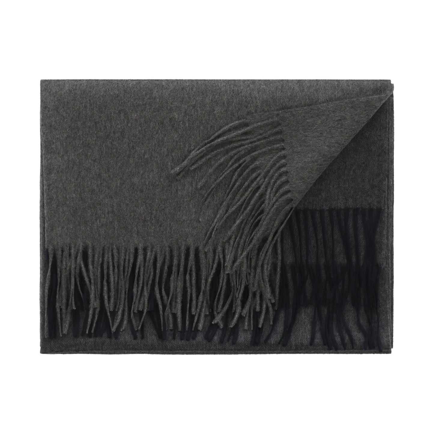 Fringed Silver Grey Cashmere Scarf
