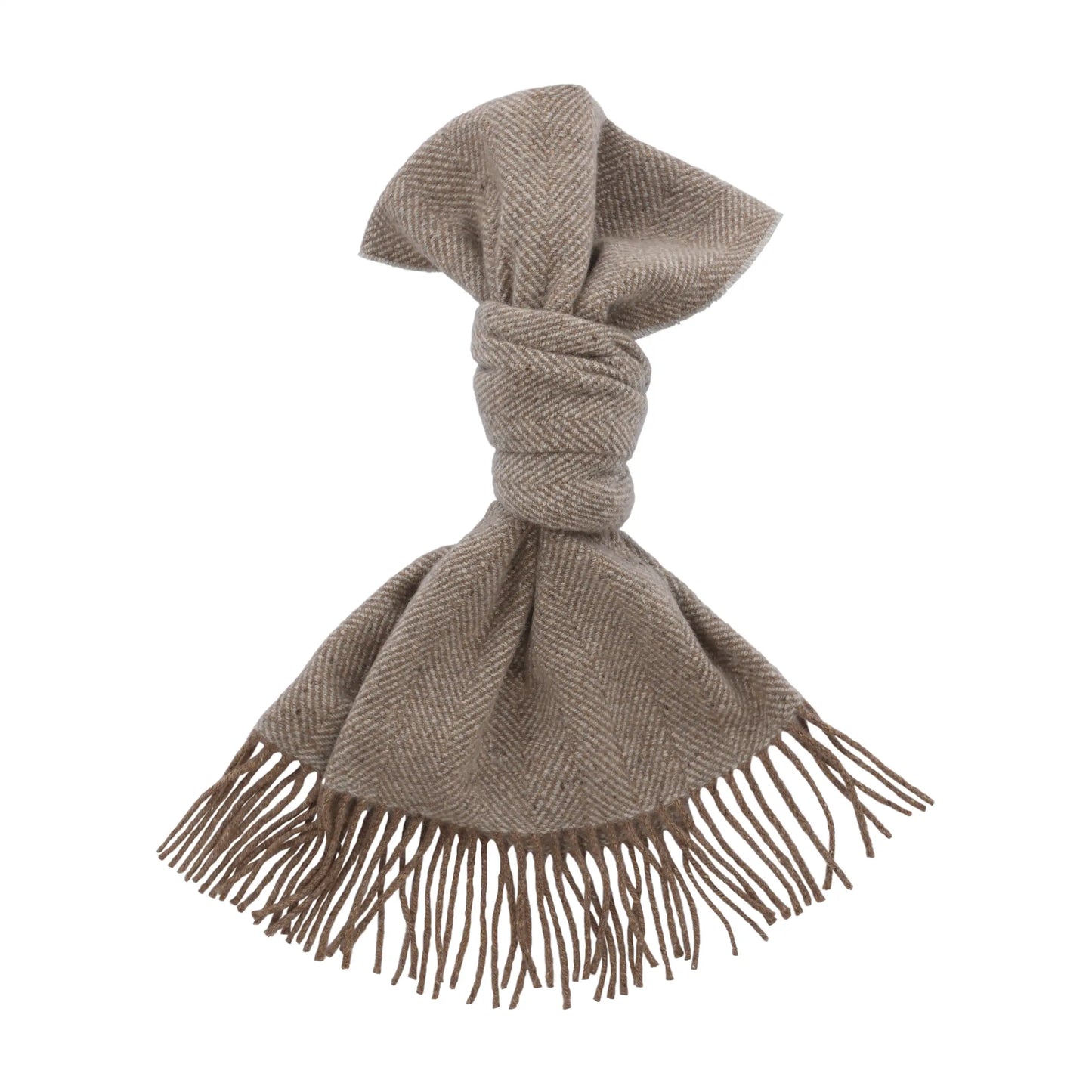 Herringbone Brown Cashmere Scarf