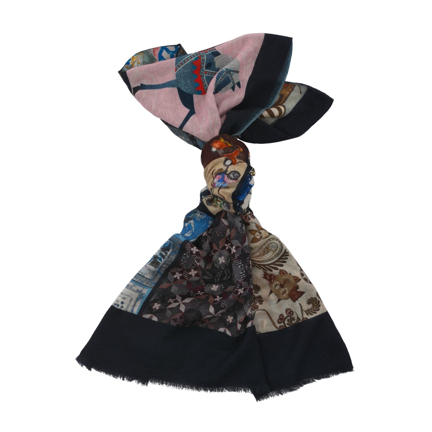 Bontoni Fringed Multicolor Printed Cashmere Scarf (3) - SARTALE