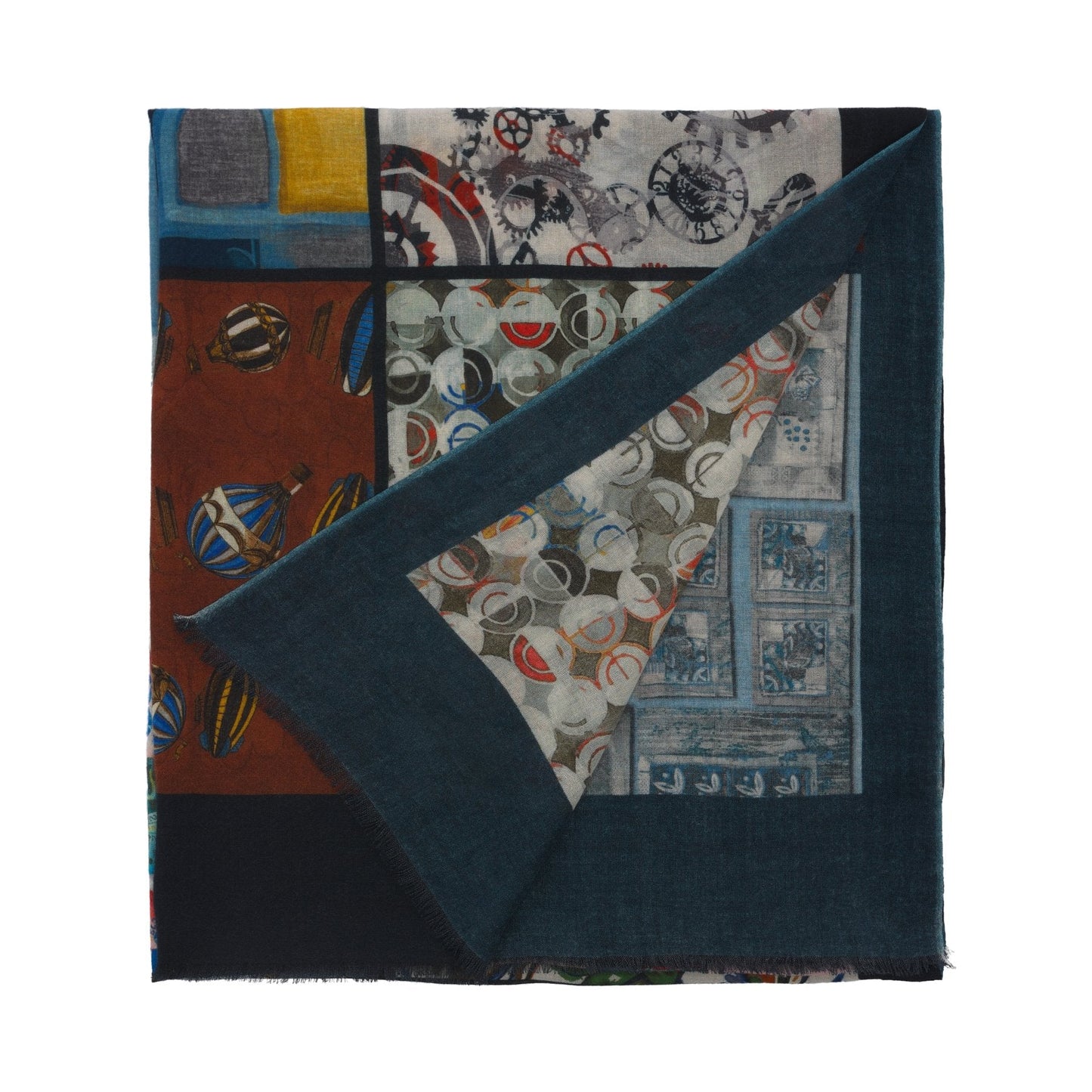 Bontoni Fringed Multicolor Printed Cashmere Scarf (3) - SARTALE