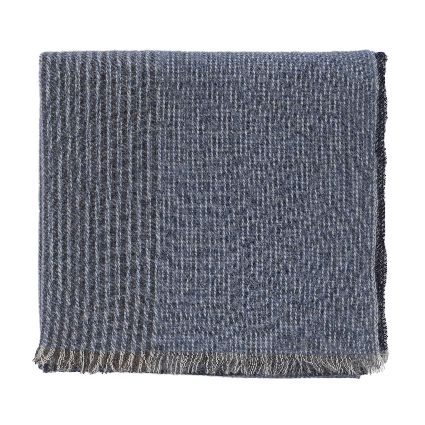 Bontoni Fringed Houndstooth Cashmere Scarf in Blue - SARTALE