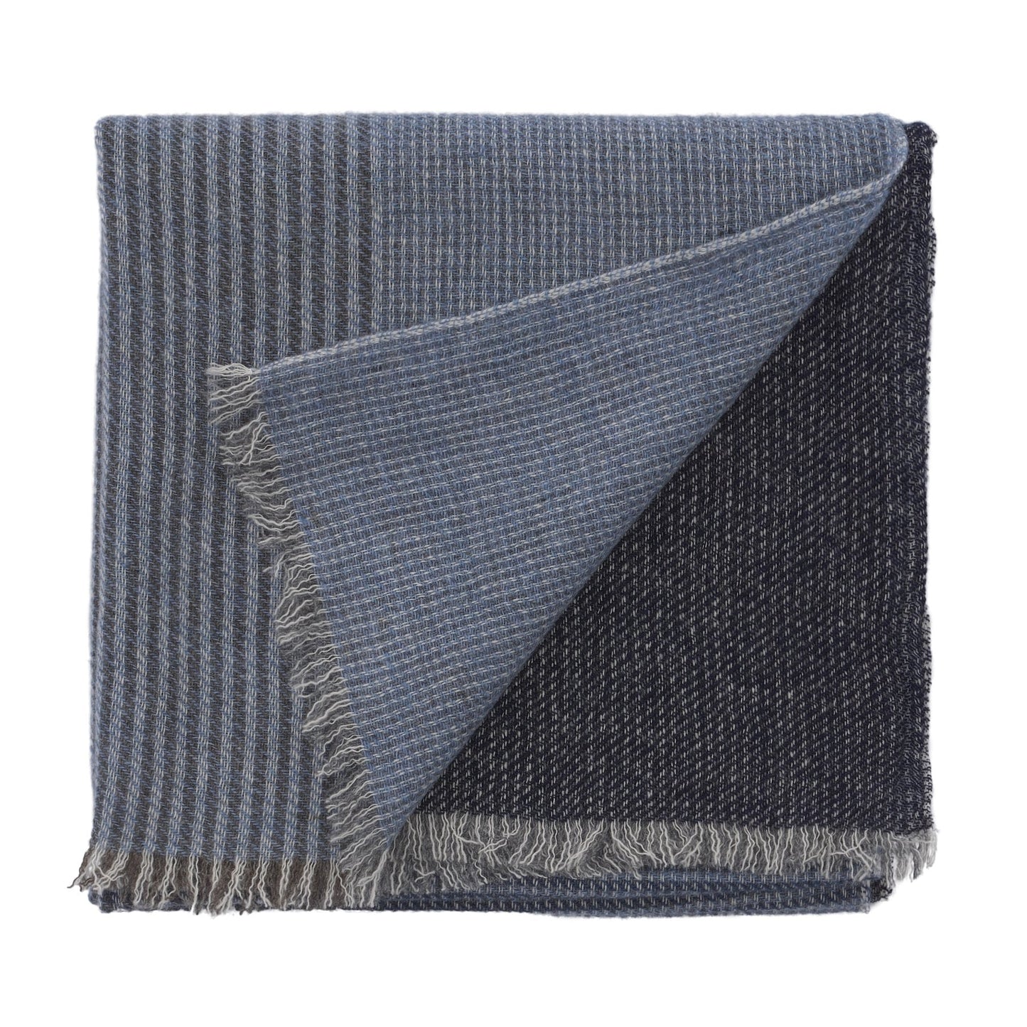 Bontoni Fringed Houndstooth Cashmere Scarf in Blue - SARTALE