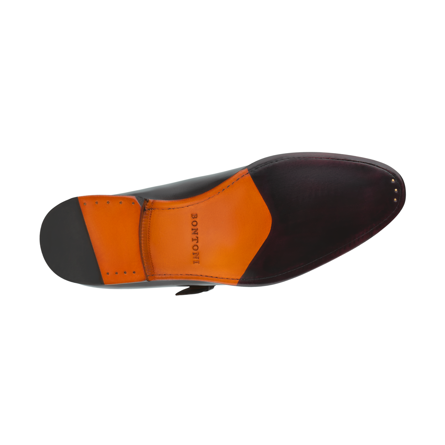 Bontoni «Brillantina II» Single-Monk Leather Shoes with Hand-Stitched Details in Dark Brown - SARTALE