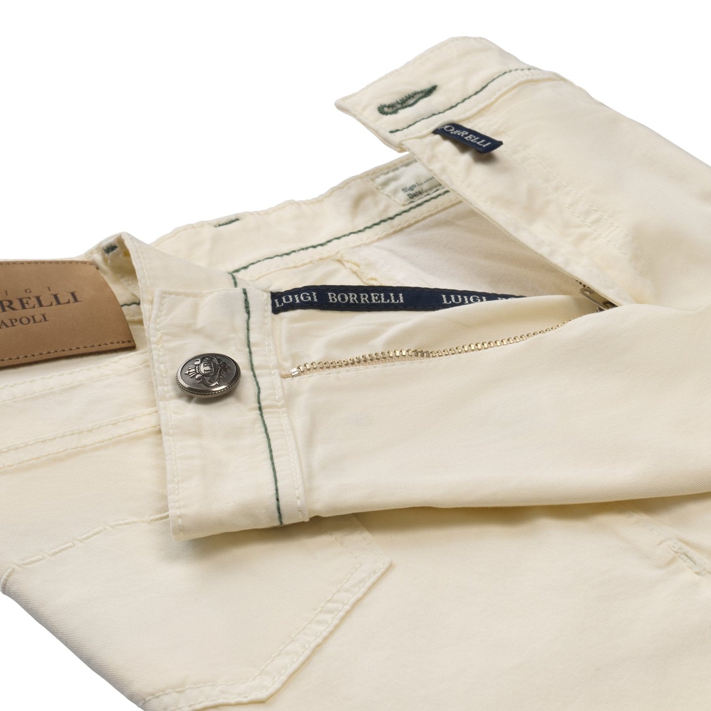 Luigi Borrelli Stretch-Cotton 5-Pocket Trousers in Cream Beige - SARTALE