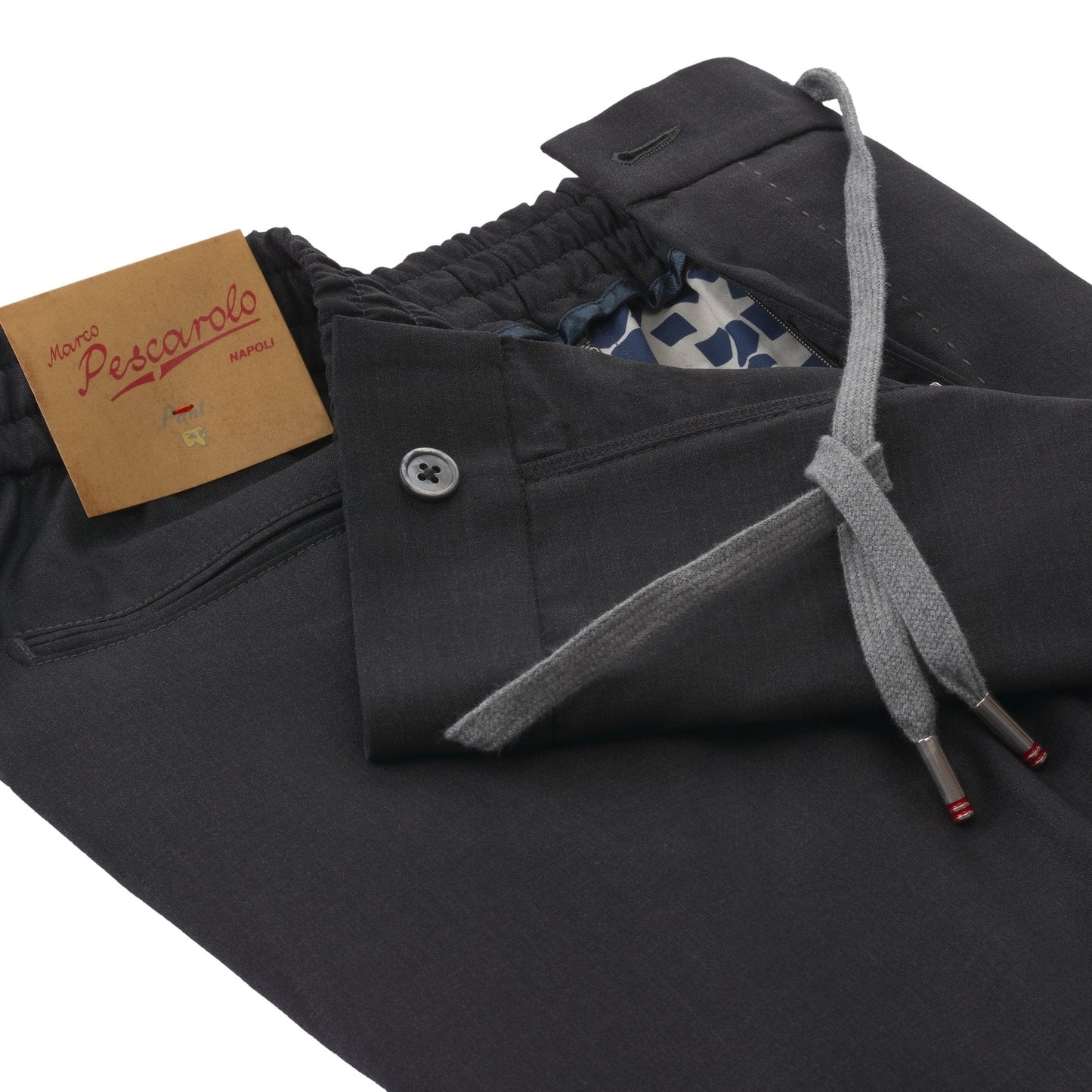 Marco Pescarolo Slim-Fit Virgin Wool Pleated Drawstring Anthracite Trousers - SARTALE