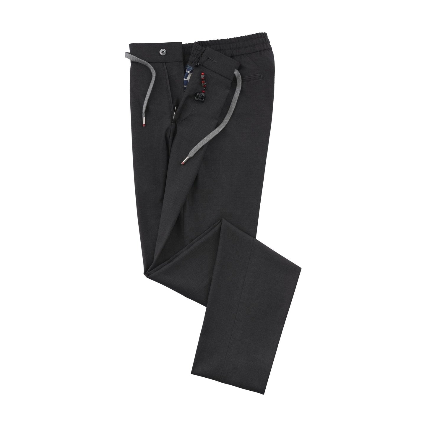 Marco Pescarolo Slim-Fit Virgin Wool Pleated Drawstring Anthracite Trousers - SARTALE