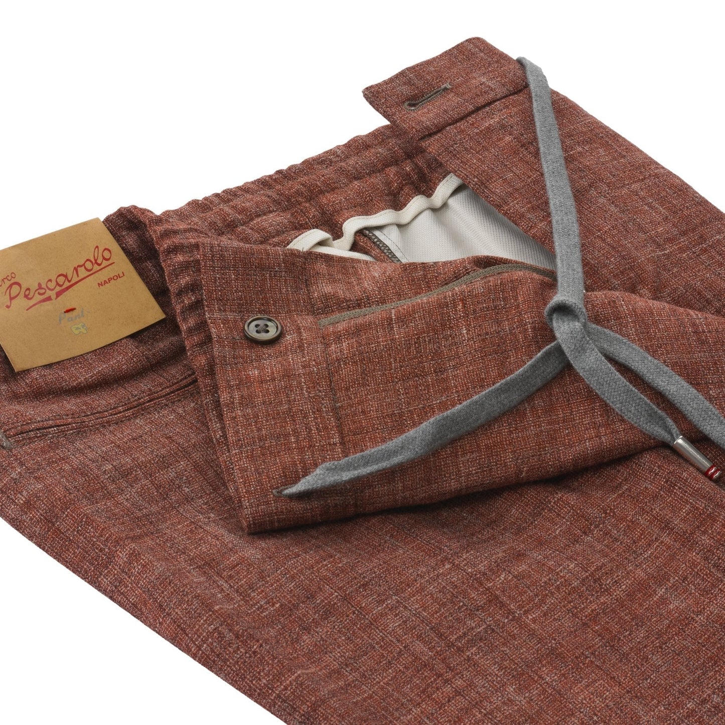 Marco Pescarolo Slim-Fit Bamboo, Silk-Blend Trousers in Brick Red - SARTALE