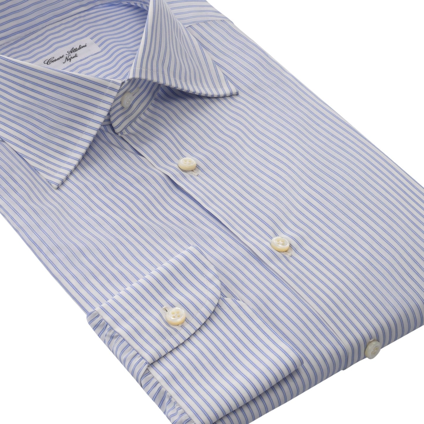 Cesare Attolini Striped Cotton Shirt in White and Light Blue - SARTALE