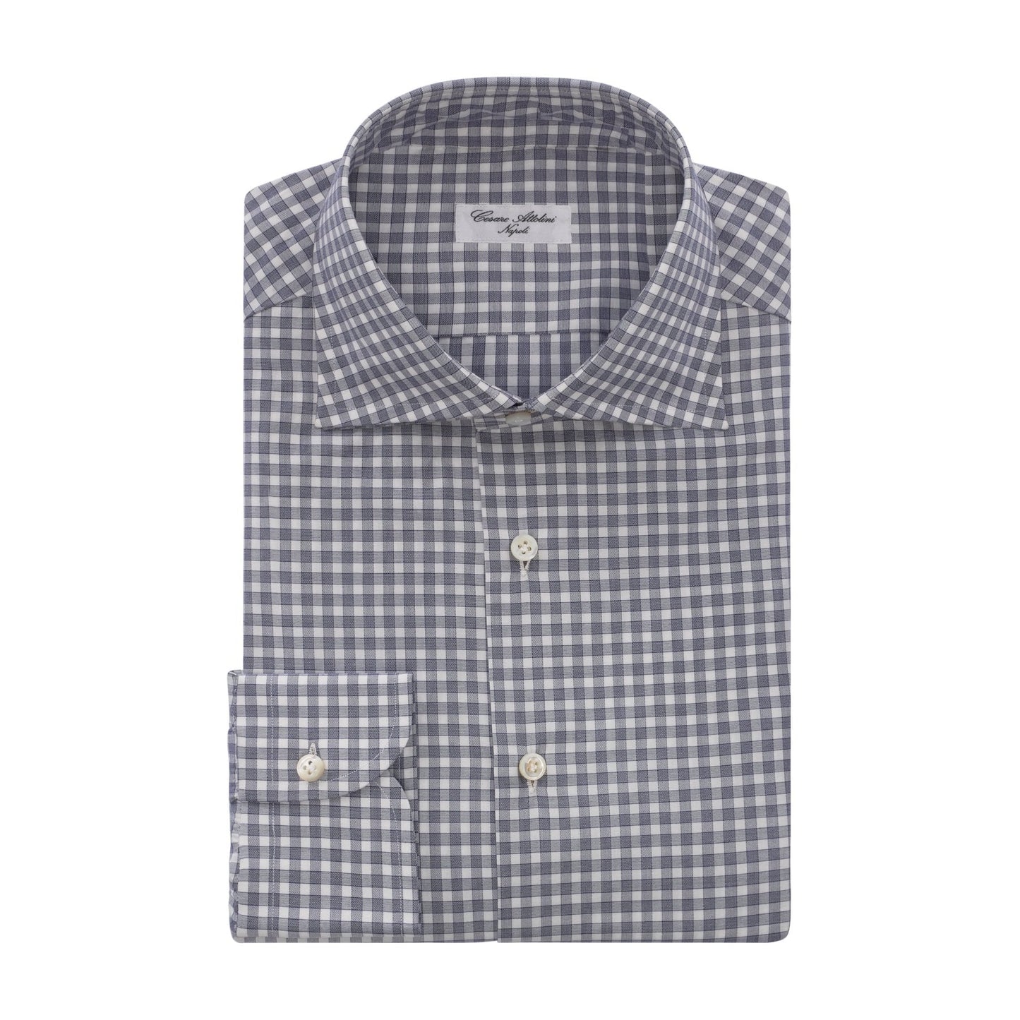 Cesare Attolini Checked Cotton Shirt in White and Blue - SARTALE