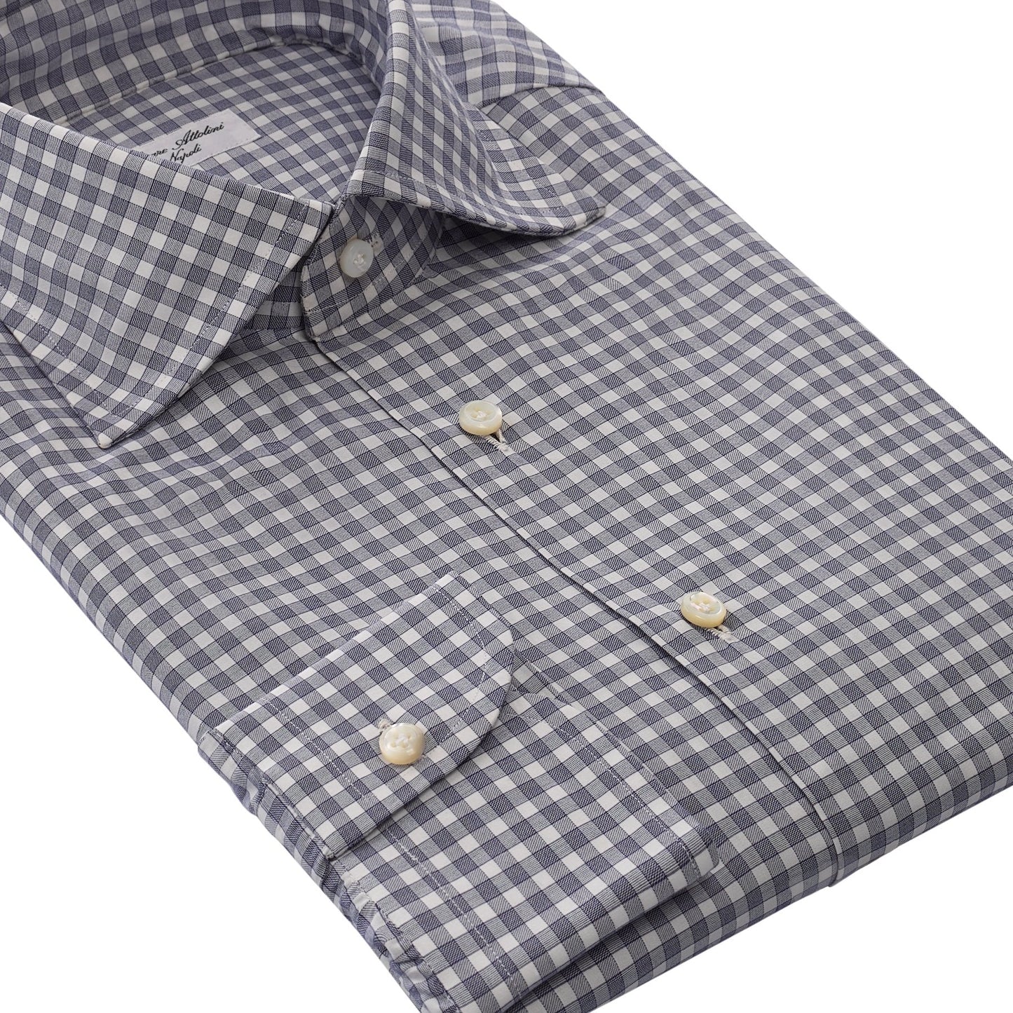 Cesare Attolini Checked Cotton Shirt in White and Blue - SARTALE