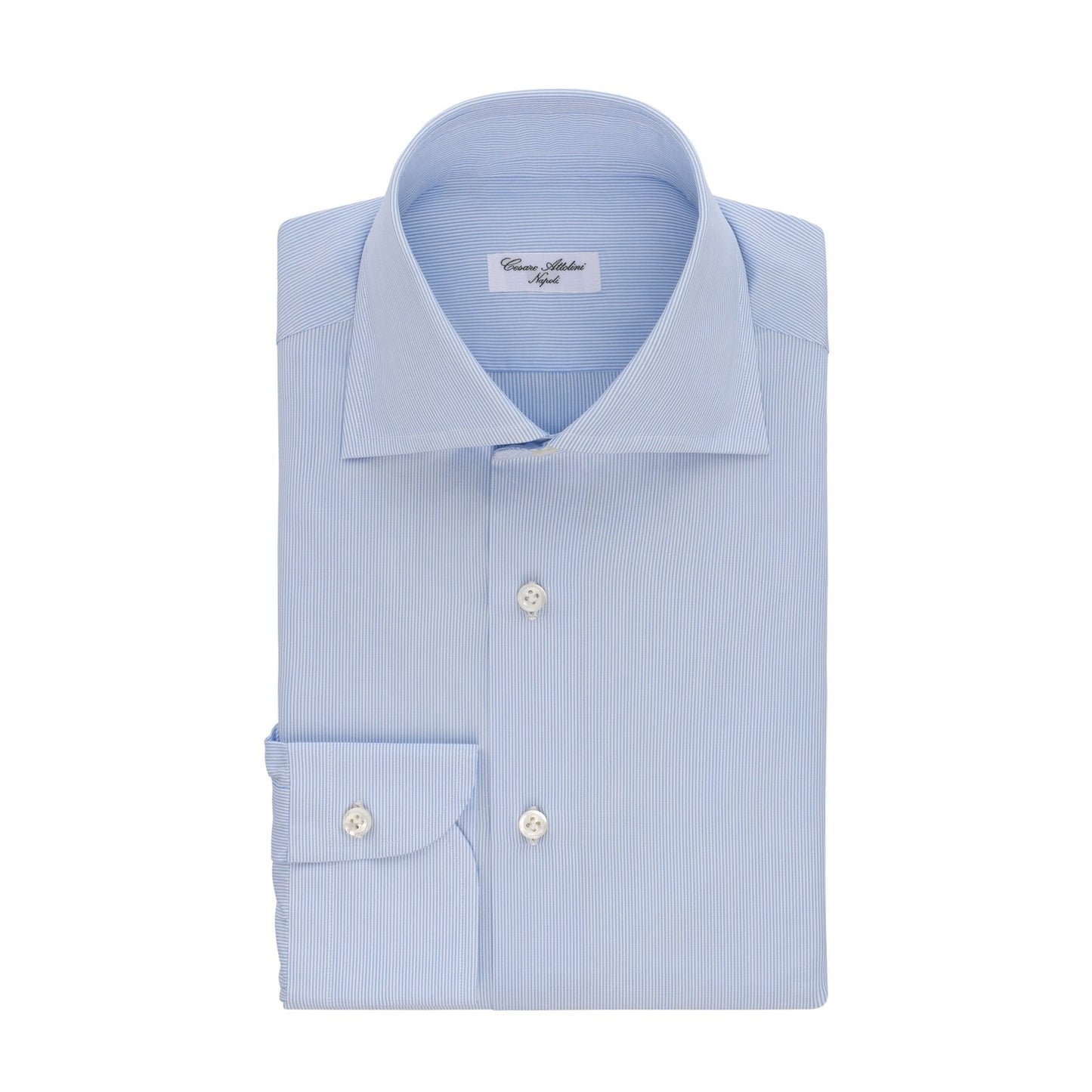 Cesare Attolini Tailored-Fit Fine Striped Cotton Shirt in Light Blue - SARTALE