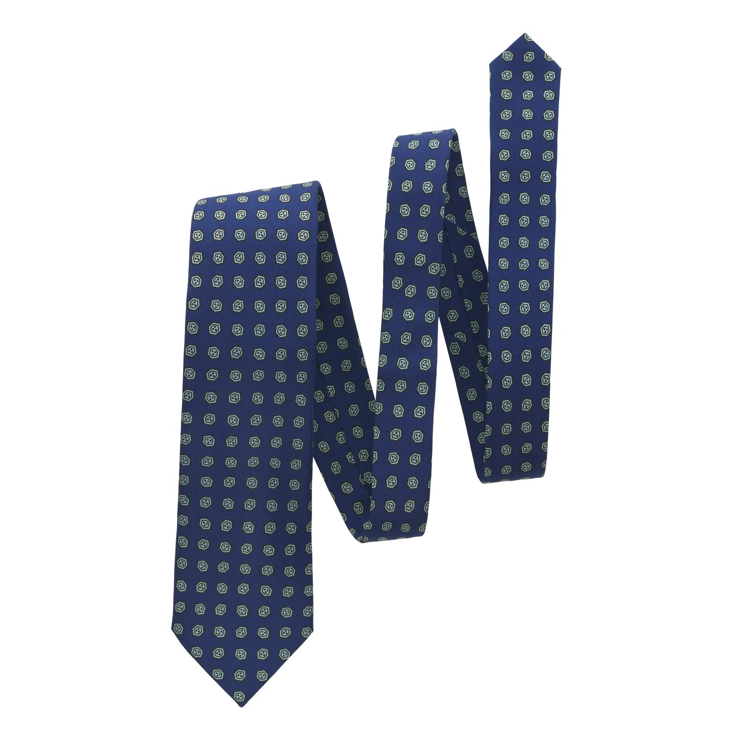 Hand-Printed Silk Blue Tie