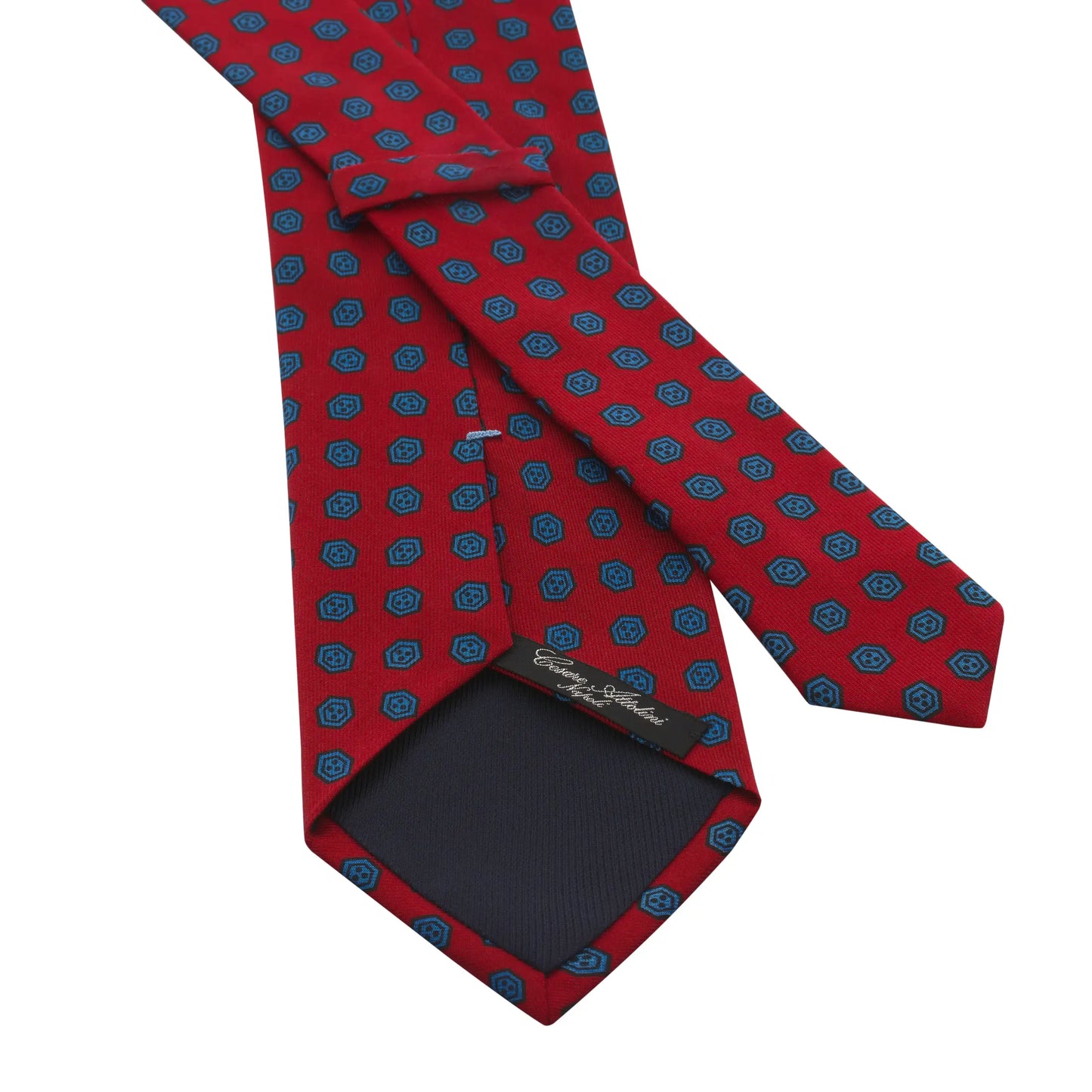 Hand-Printed Silk Red Tie