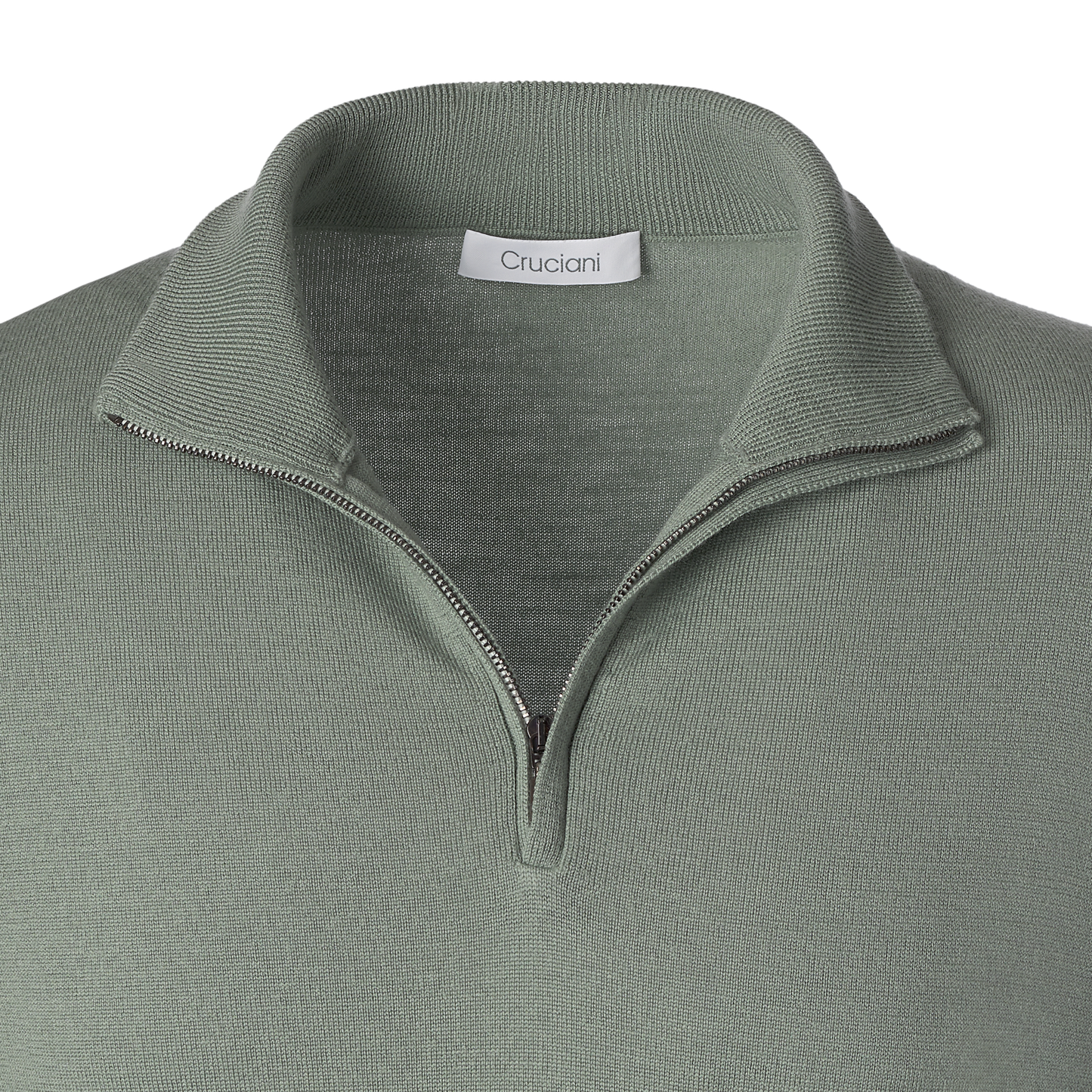 Cruciani Wool Turtleneck Sweater with Half-Zip in Olive Green - SARTALE
