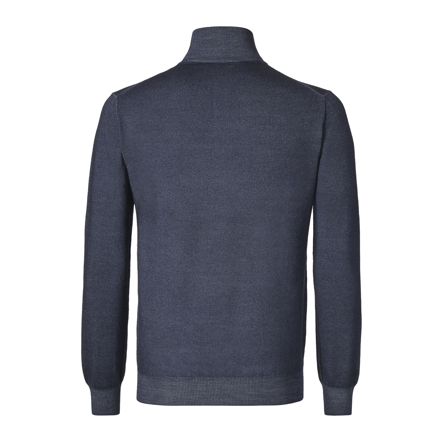 Cruciani Wool Turtleneck Sweater with Half-Zip in Denim Blue - SARTALE
