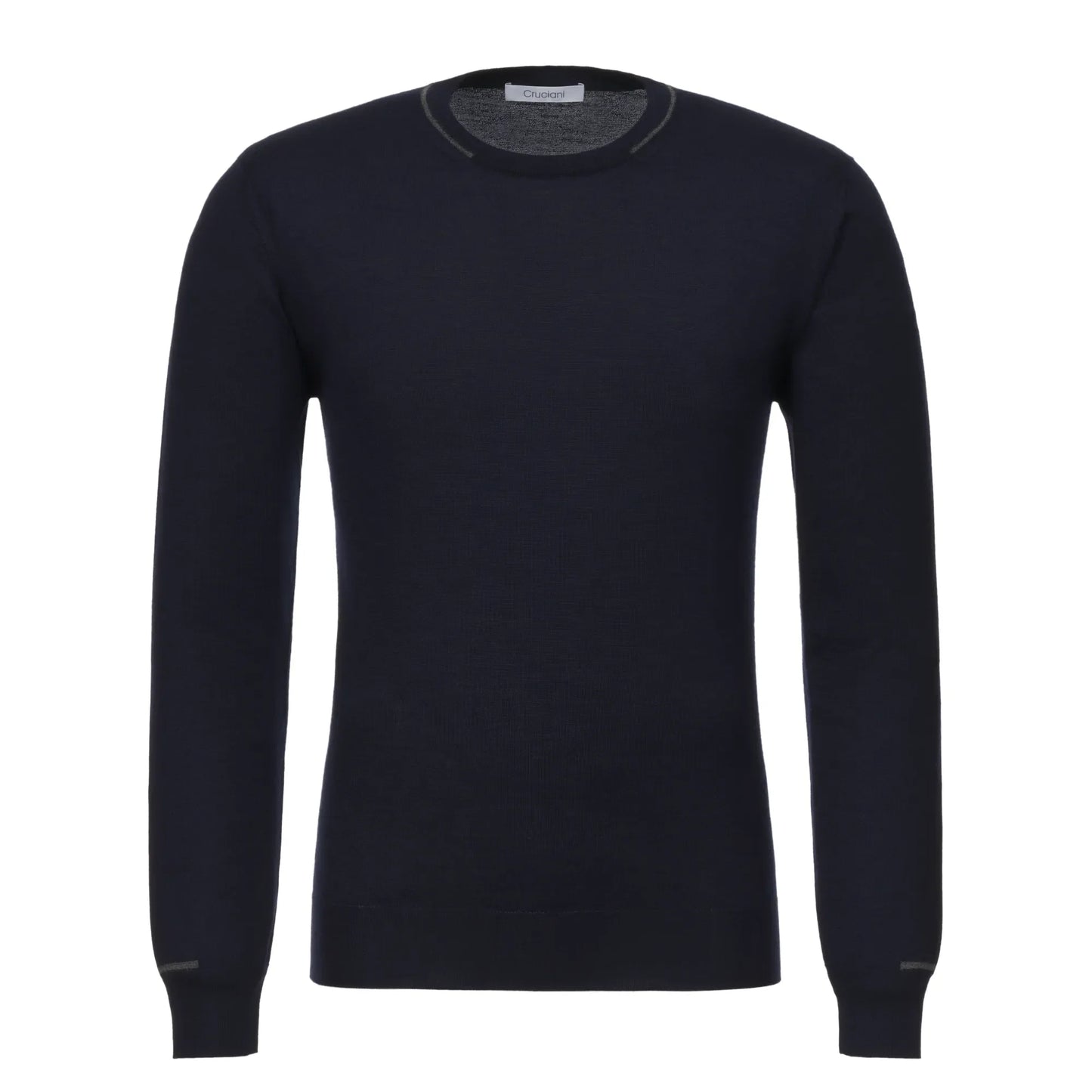 Cashmere Blend Sweater in Dark Blue with Grey Details