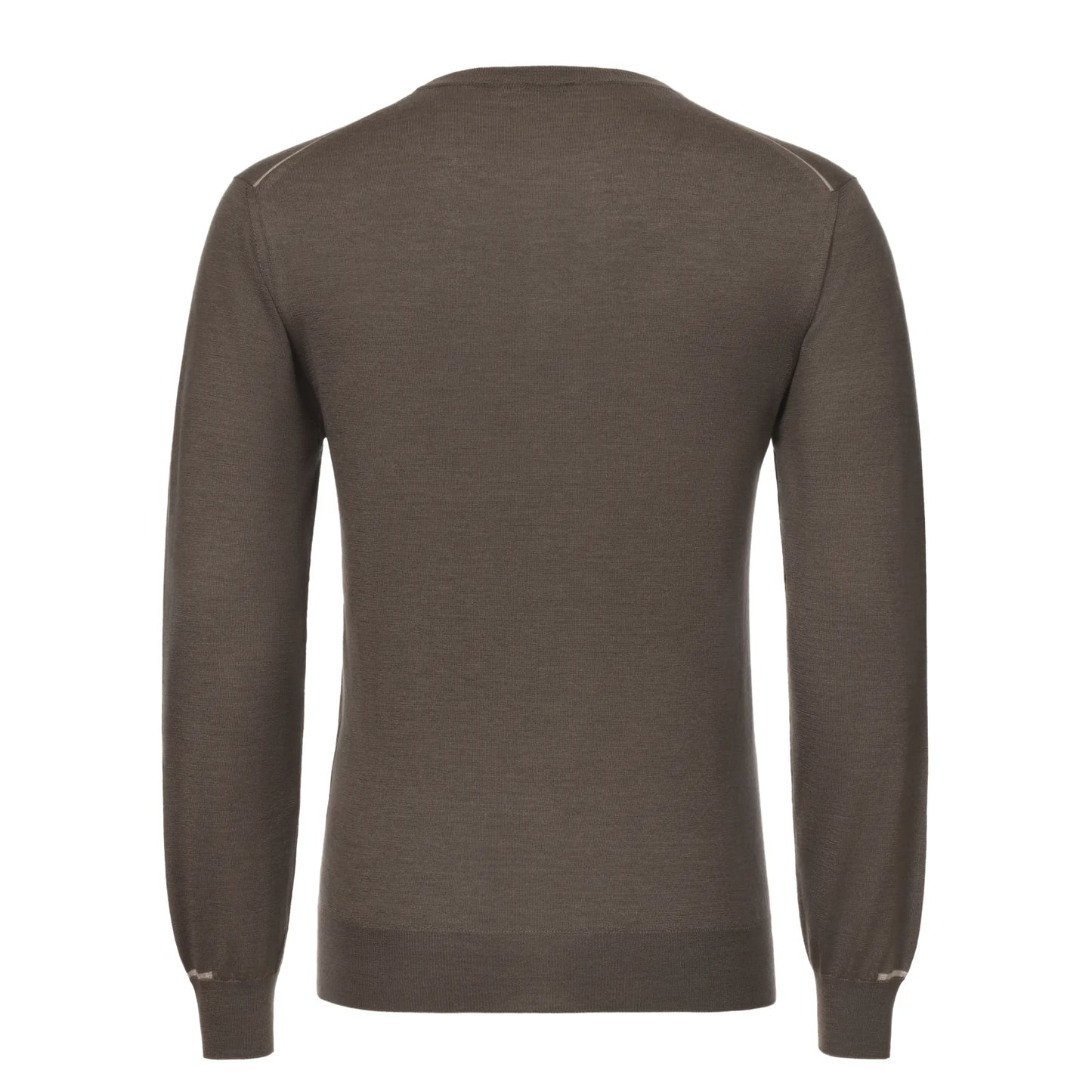 Cashmere Blend Sweater in Earth Brown with White Details