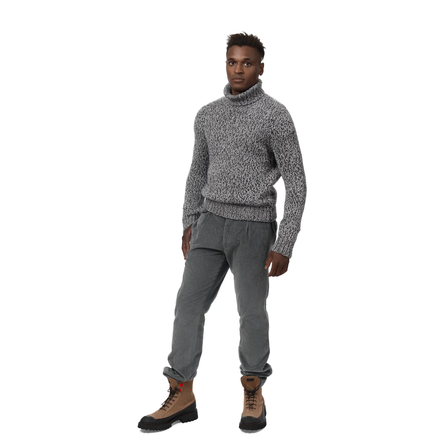 Melange Cashmere Turtleneck Sweater in Gery