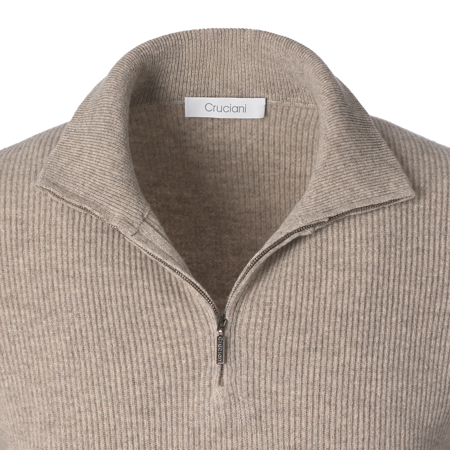 Cruciani Wool and Cashmere-Blend Half-Zip Sweater in Beige - SARTALE