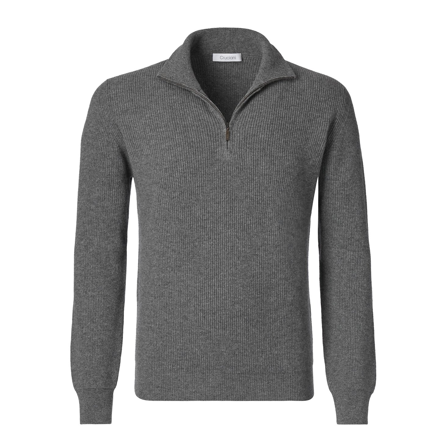 Cruciani Wool and Cashmere-Blend Half-Zip Sweater in Grey - SARTALE