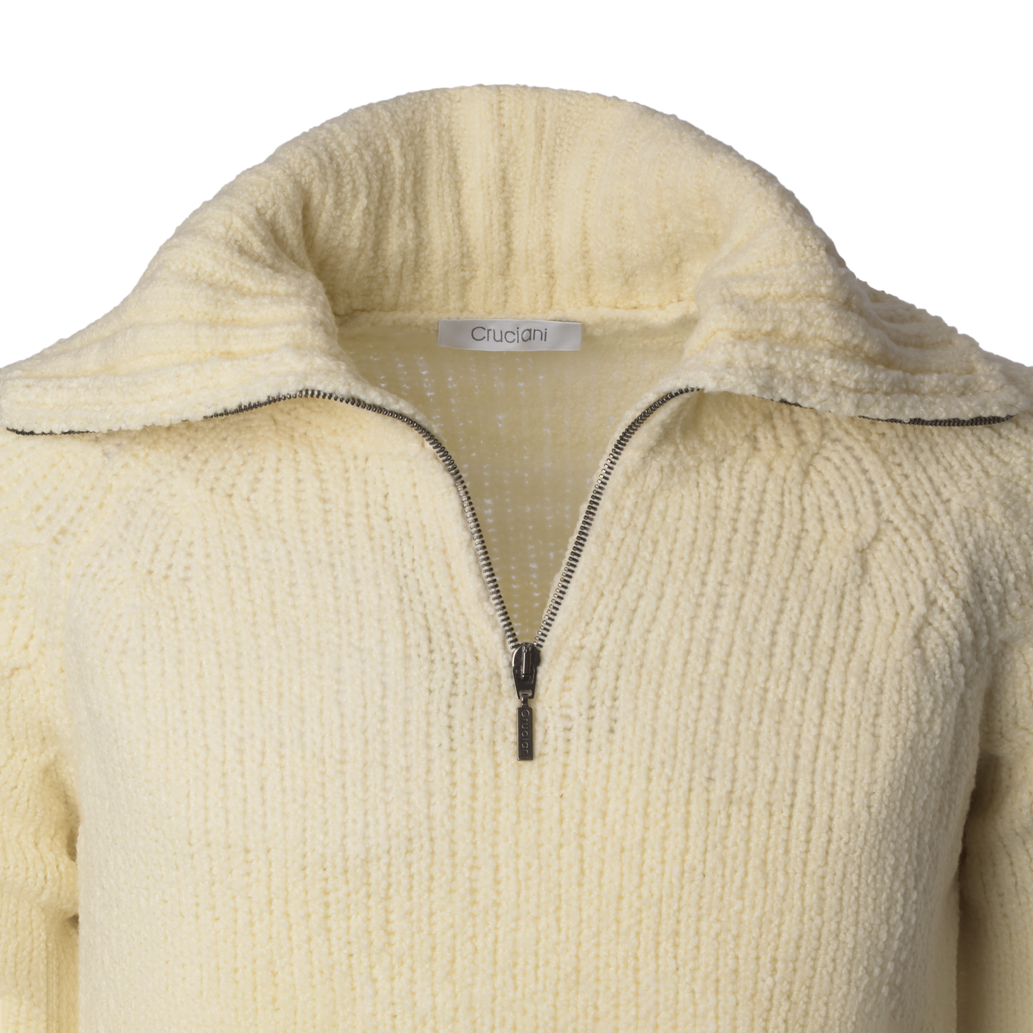 Cruciani Turtleneck Knitted Champagne Sweater with Half-Zip - SARTALE