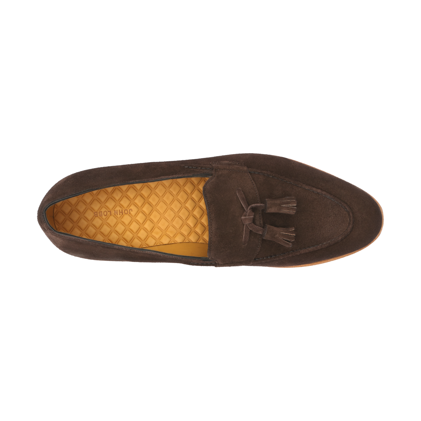 John Lobb "Callington" Suede Loafer with Hand-Stitching Apron in Brown - SARTALE