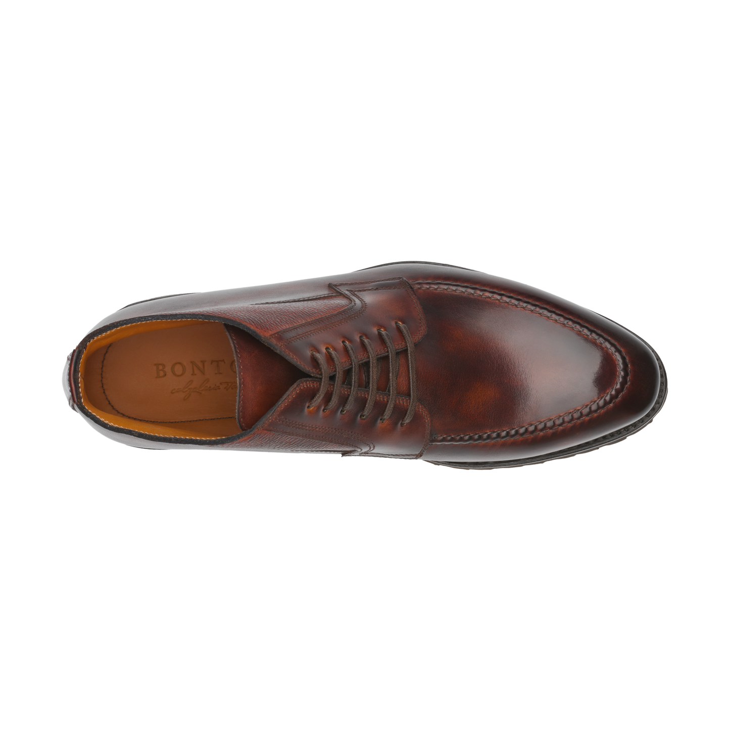 Bontoni «Campagna» Six-Eyelet Leather Derby Boots with Hand-Stitched Details in Whisky Brown - SARTALE