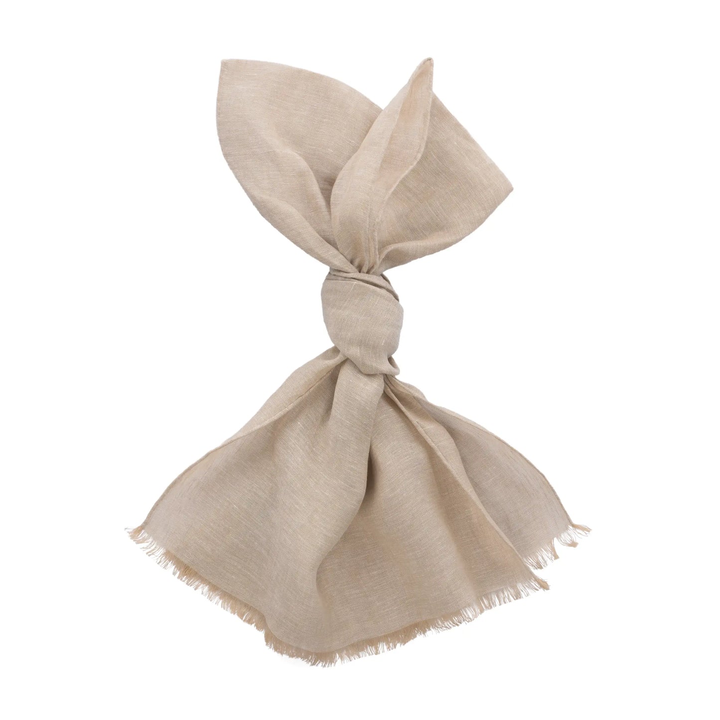 Fringed Linen Scarf in Cream Beige