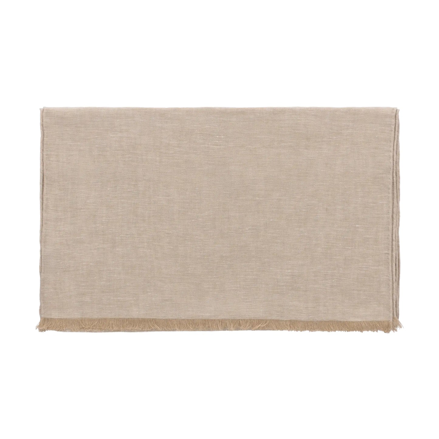Fringed Linen Scarf in Cream Beige