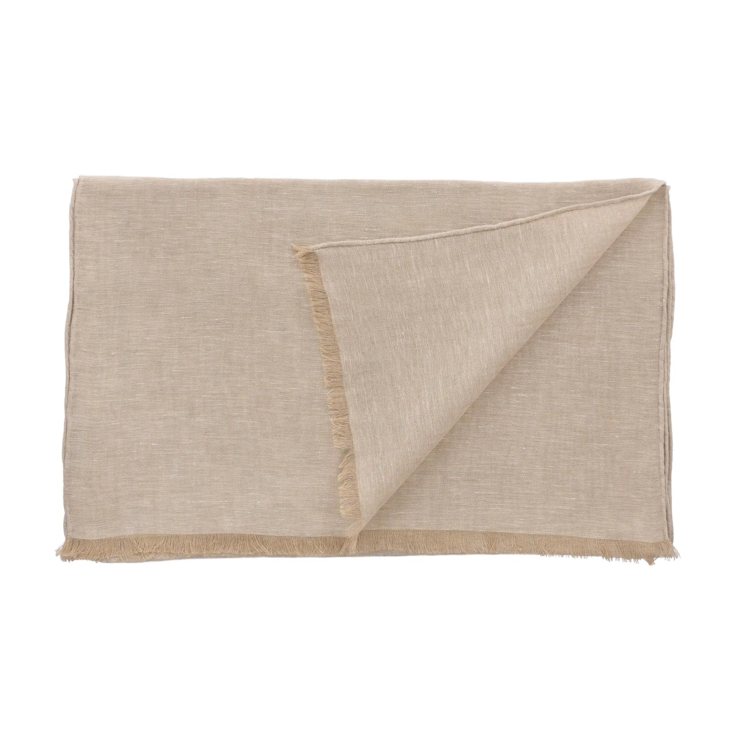 Fringed Linen Scarf in Cream Beige