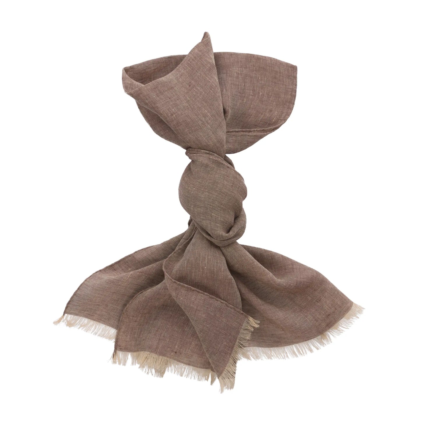 Fringed Linen Scarf in Hazelnut