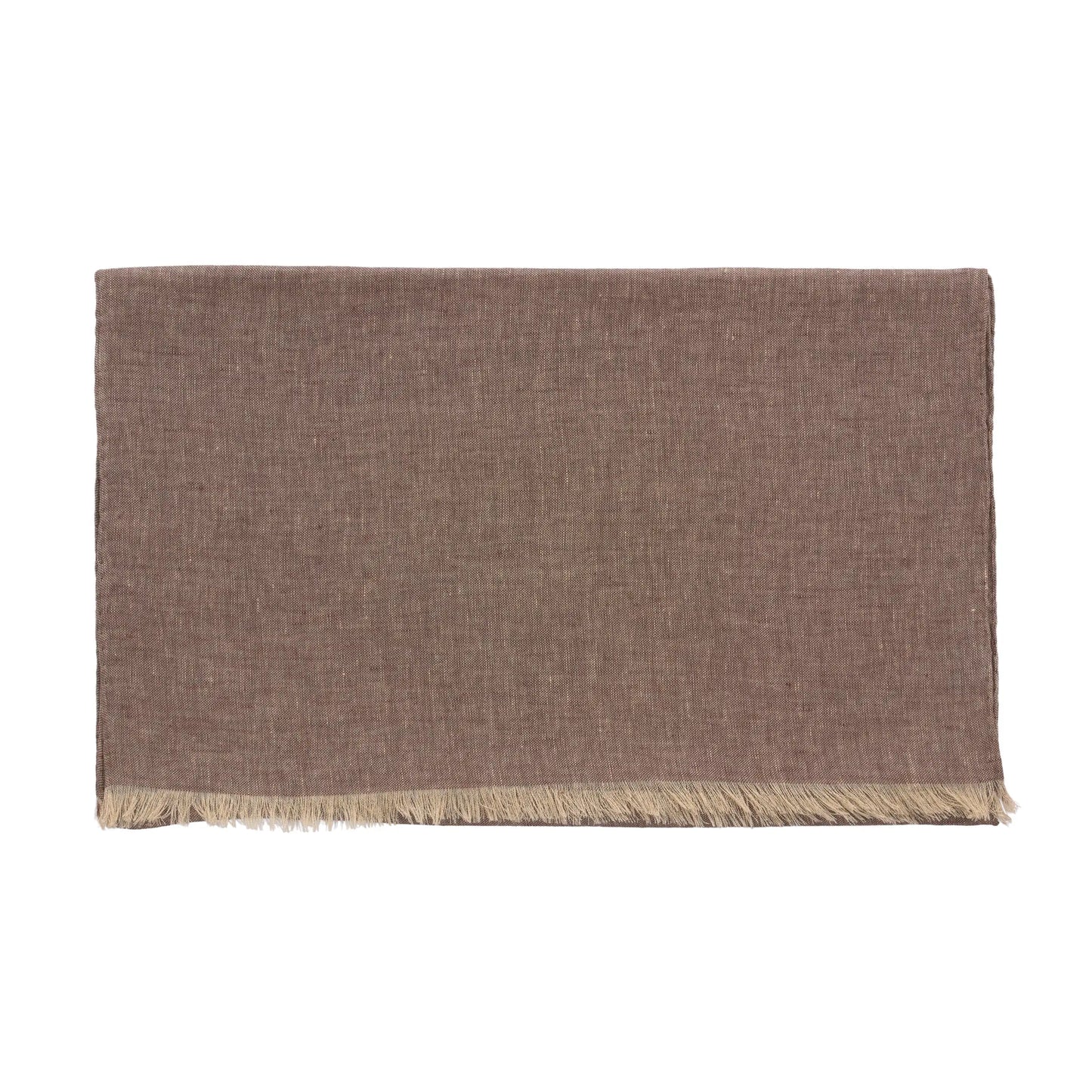 Fringed Linen Scarf in Hazelnut