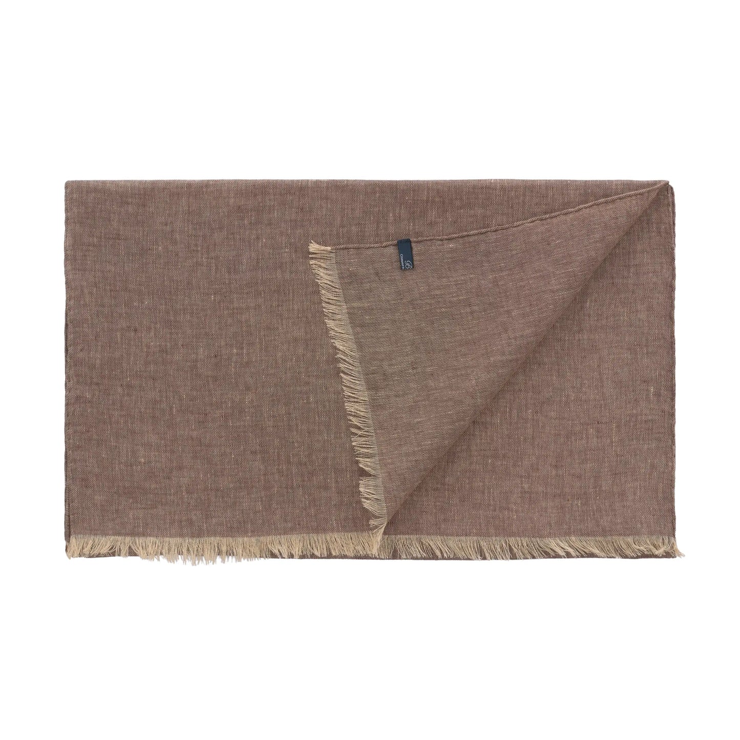 Fringed Linen Scarf in Hazelnut