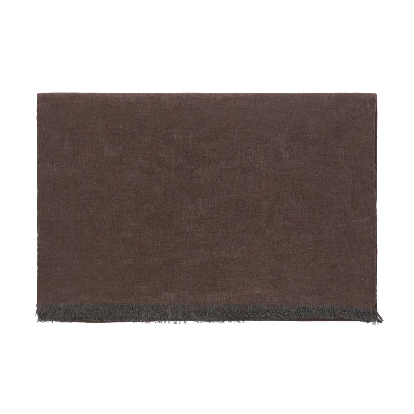 Fringed Linen Scarf in Chocolate Brown