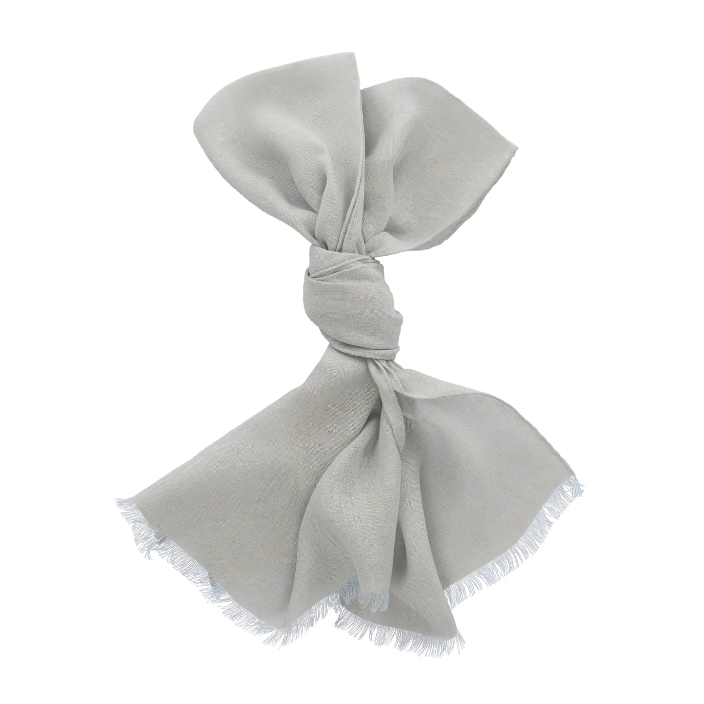 Fringed Linen Scarf in Light Blue