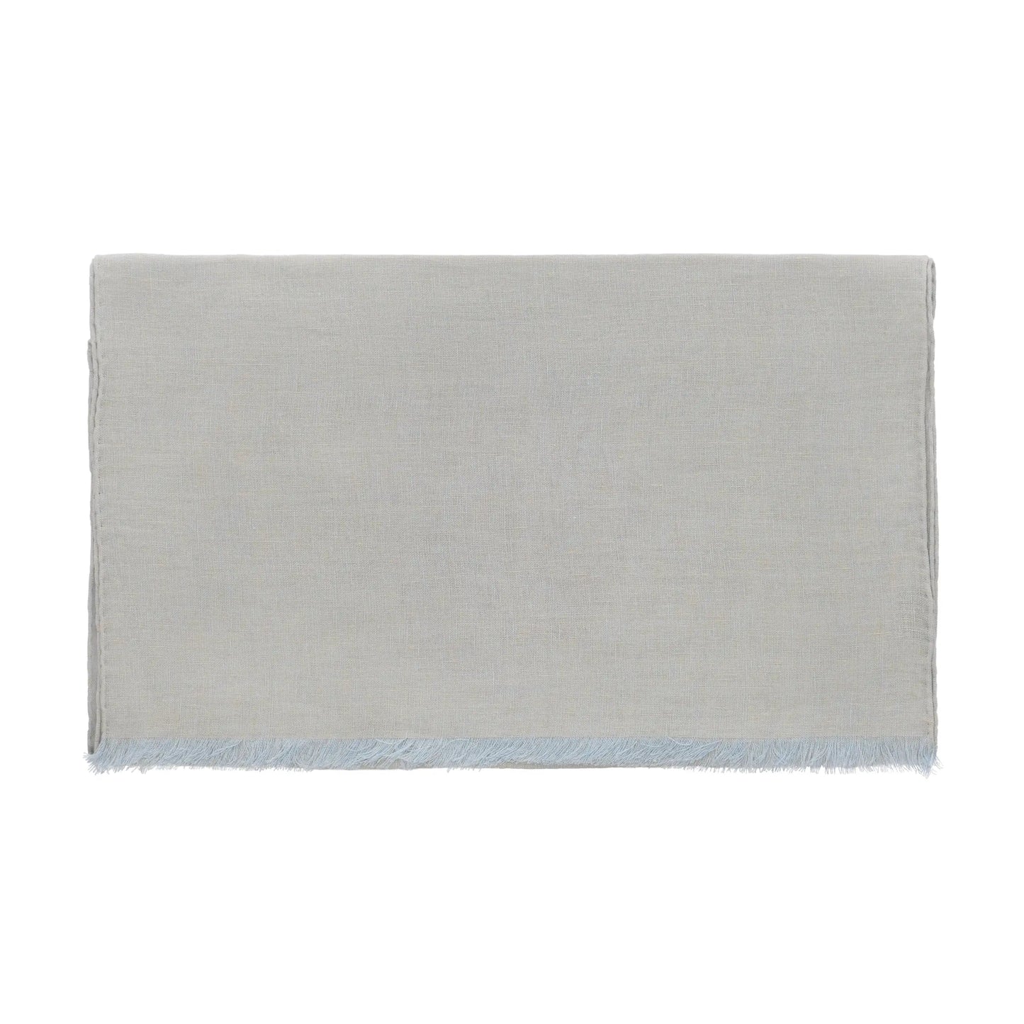 Fringed Linen Scarf in Light Blue