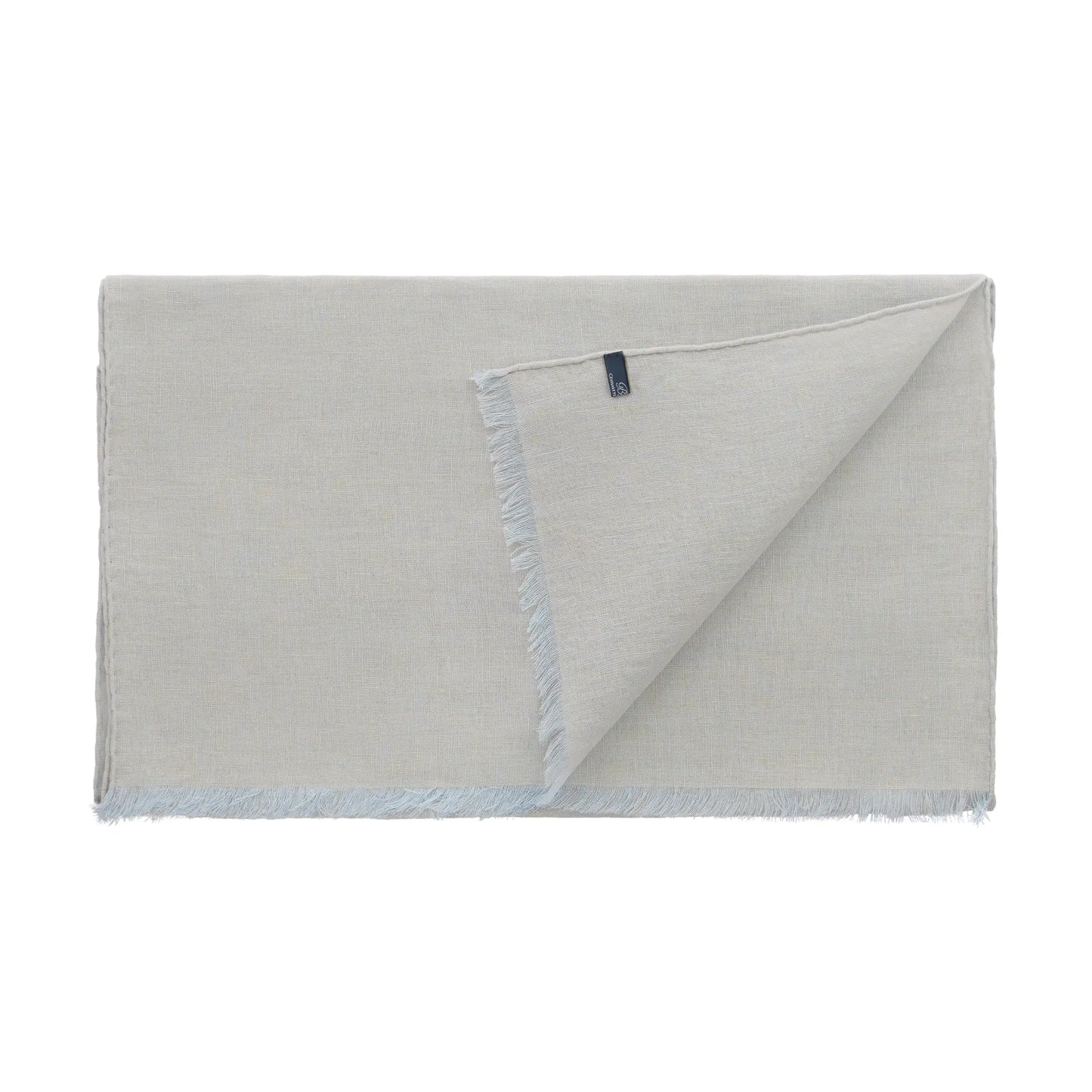Fringed Linen Scarf in Light Blue