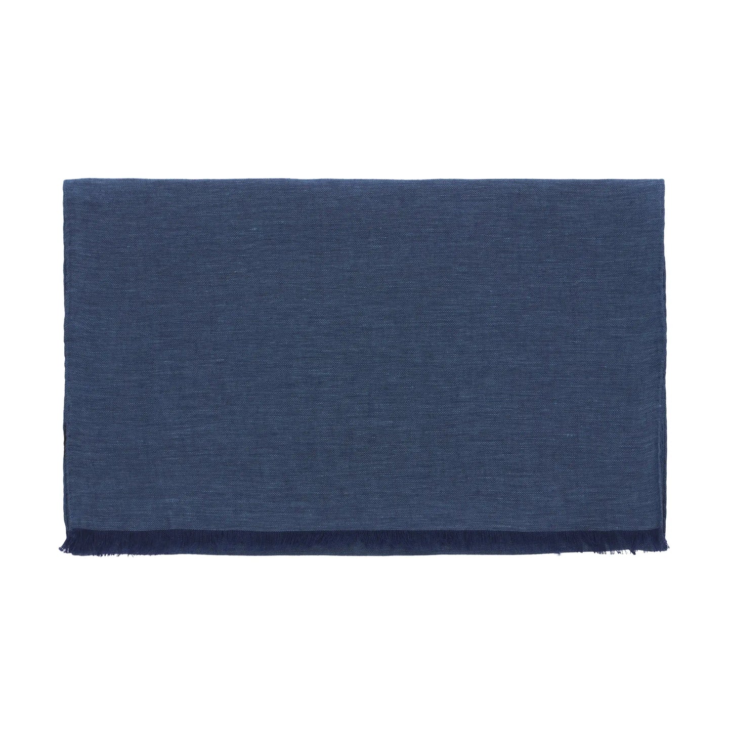 Fringed Linen Scarf in Dark Blue